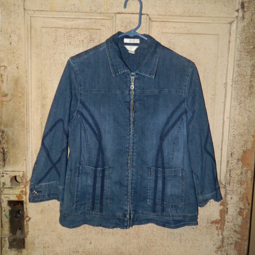 Christopher & Banks embroidered denim shacket Size XL (JJ-13)